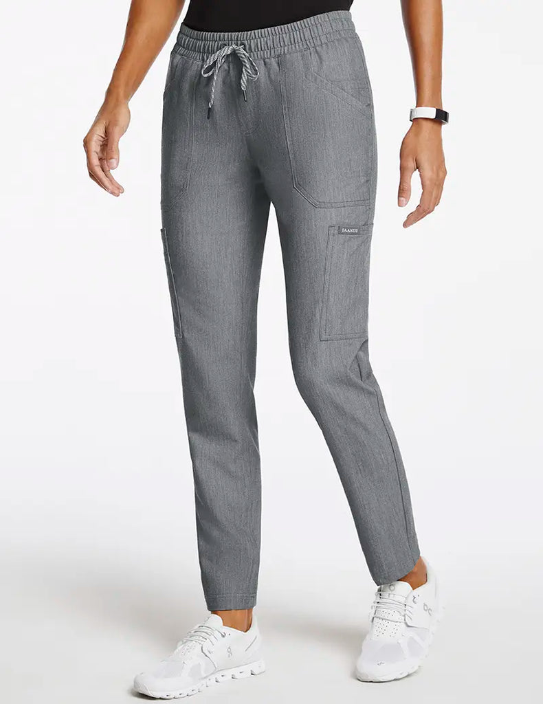 Jaanuu Scrubs Women's 8-Pocket Cargo Scrub Pant Heather Gray | scrub-supply.com