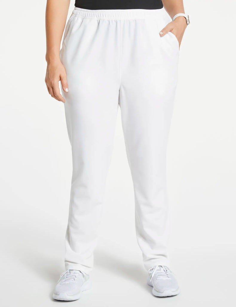 Jaanuu Scrubs Women's Slim Straight Leg Pant White | scrub-supply.com