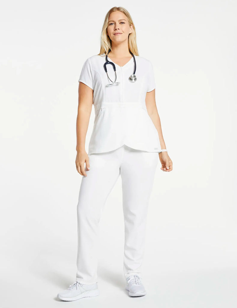 Jaanuu Scrubs Women's Slim Straight Leg Pant White | scrub-supply.com