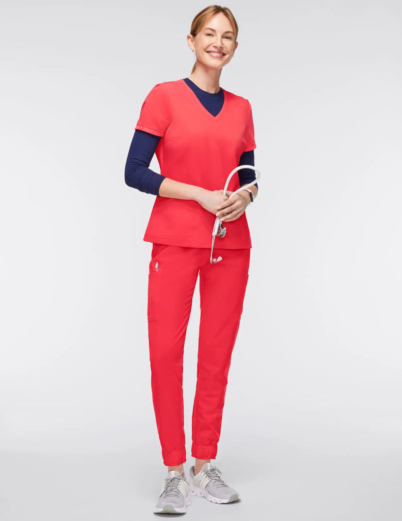 Jaanuu Scrubs Women's Mesh-Enhanced Scrub Jogger Coral | scrub-supply.com