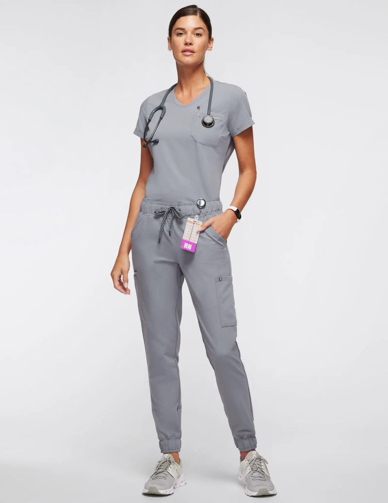 Jaanuu Scrubs Women's Mesh-Enhanced Scrub Jogger Gray | scrub-supply.com