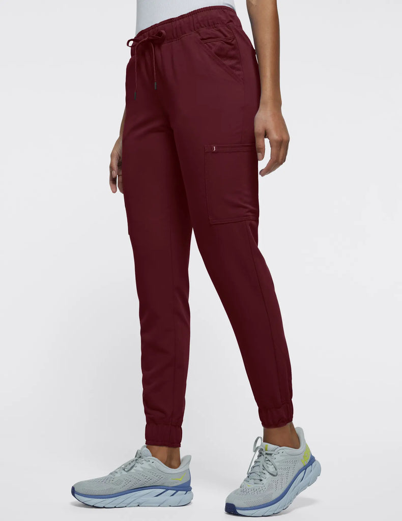 Jaanuu Scrubs Women's Mesh-Enhanced Scrub Jogger Wine | scrub-supply.com