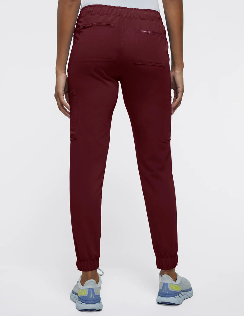 Jaanuu Scrubs Women's Mesh-Enhanced Scrub Jogger Wine | scrub-supply.com