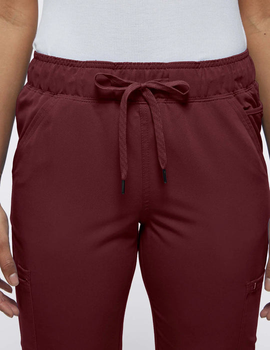Jaanuu Scrubs Women's Mesh-Enhanced Scrub Jogger Wine | scrub-supply.com