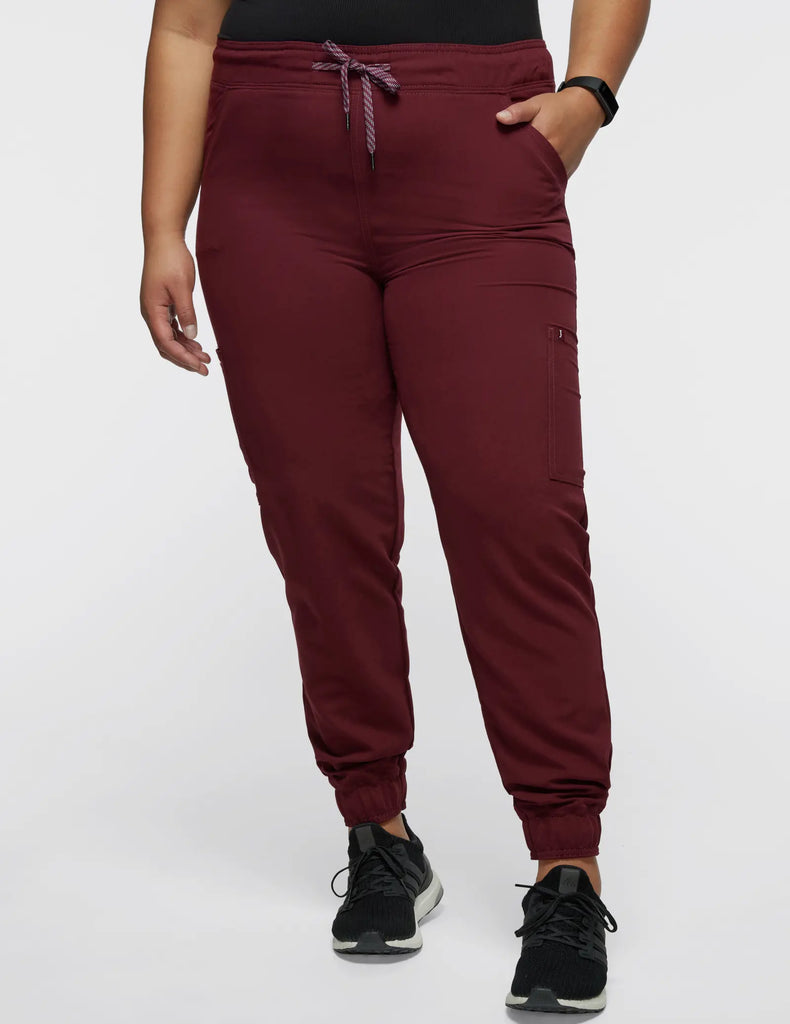 Jaanuu Scrubs Women's Mesh-Enhanced Scrub Jogger Wine | scrub-supply.com