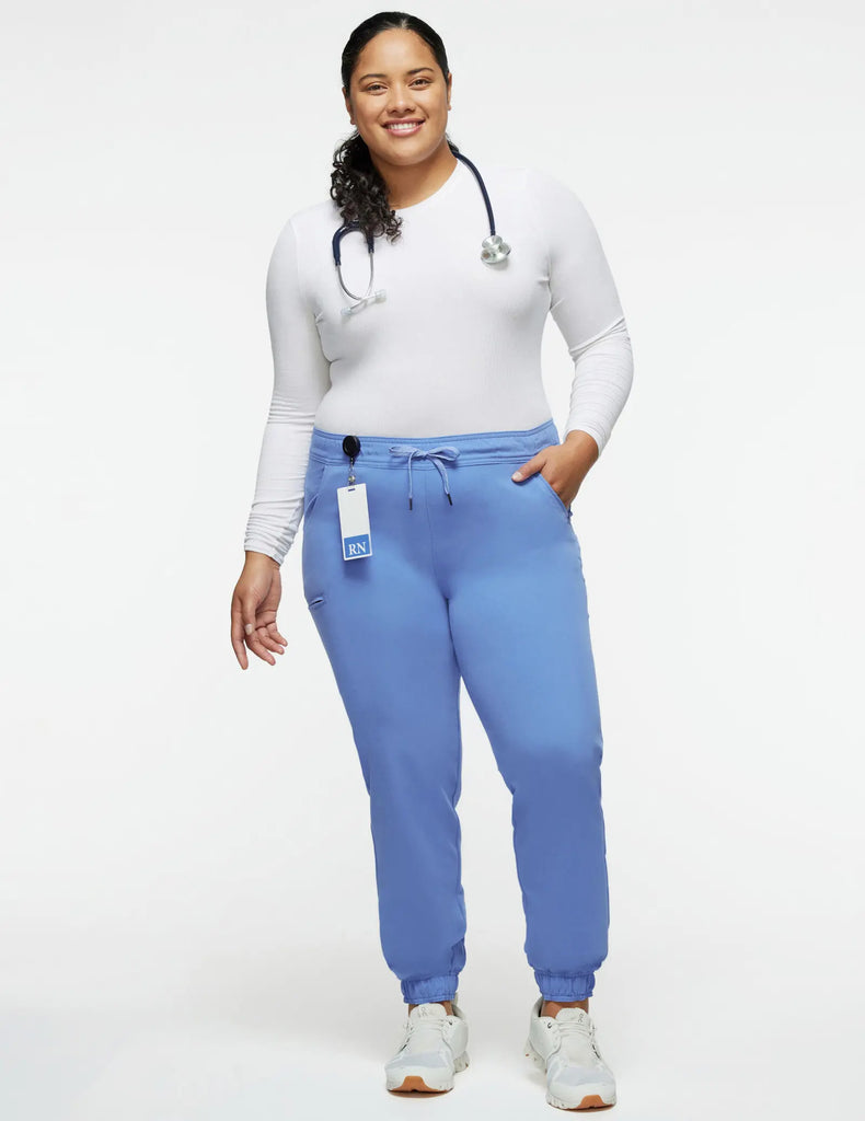 Jaanuu Scrubs Women's 5-Pocket Skinny Scrub Jogger Ceil Blue | scrub-supply.com