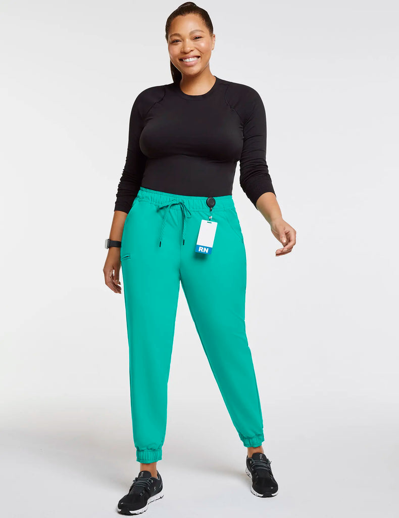 Jaanuu Scrubs Women's 5-Pocket Skinny Scrub Jogger Surgical Green | scrub-supply.com