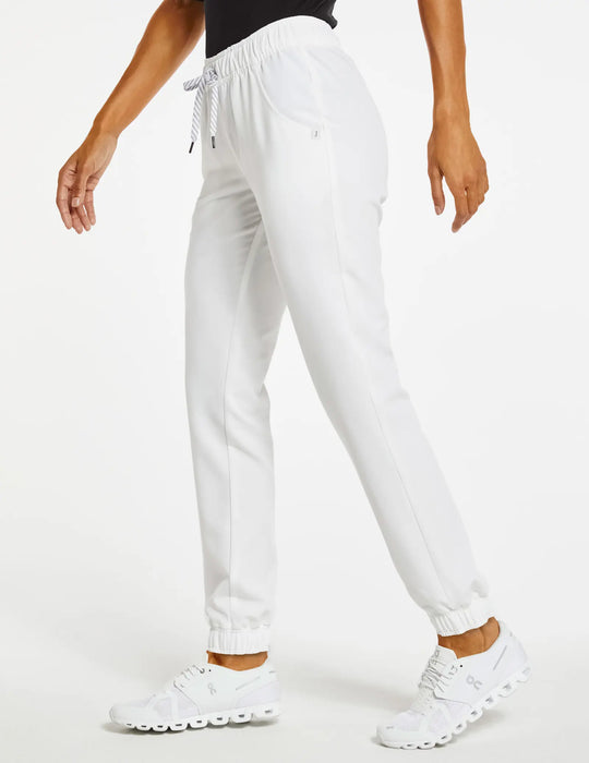 Jaanuu Scrubs Women's 5-Pocket Skinny Scrub Jogger White | scrub-supply.com