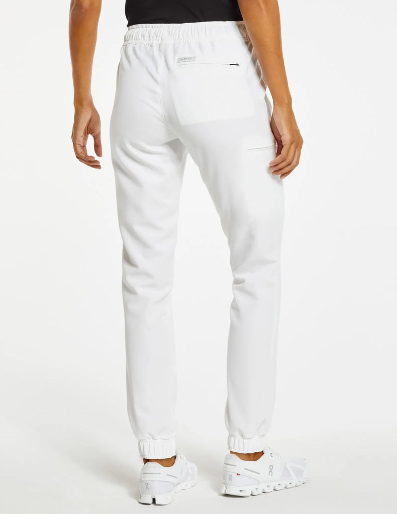 Jaanuu Scrubs Women's 5-Pocket Skinny Scrub Jogger White | scrub-supply.com