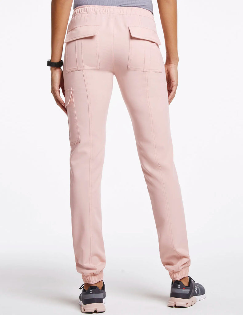 Jaanuu Scrubs Women's Essential Gold Zip Jogger Blushing Pink | scrub-supply.com