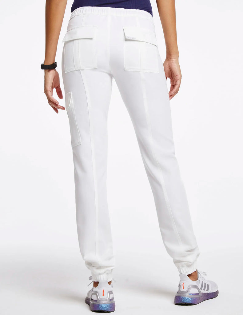 Jaanuu Scrubs Women's Essential Gold Zip Jogger White | scrub-supply.com