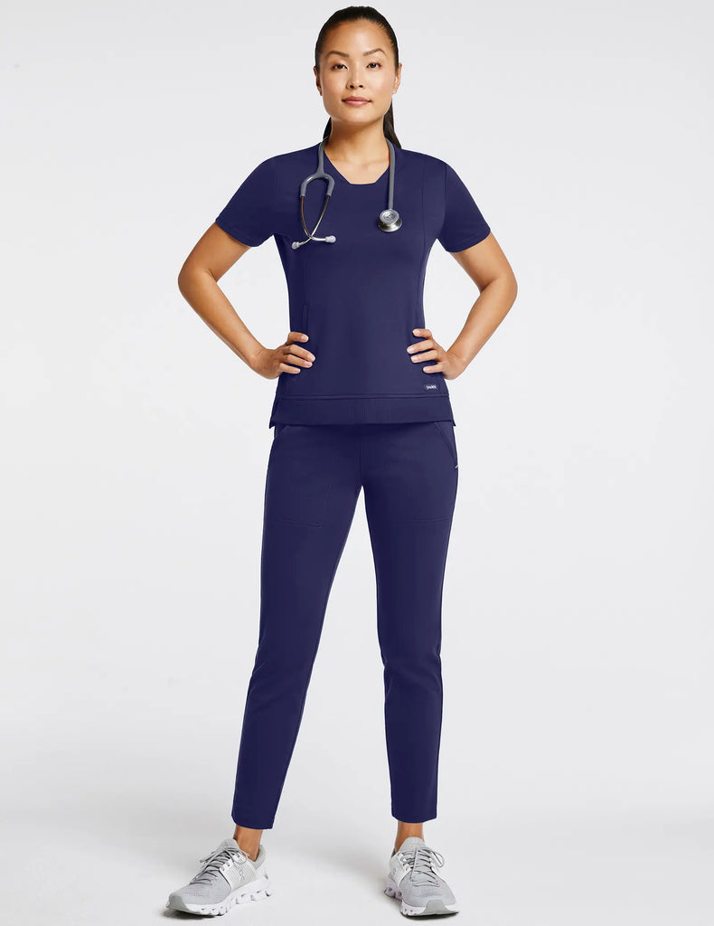 Jaanuu Scrubs Women's 7/8 Yoga Scrub Pant Navy | scrub-supply.com