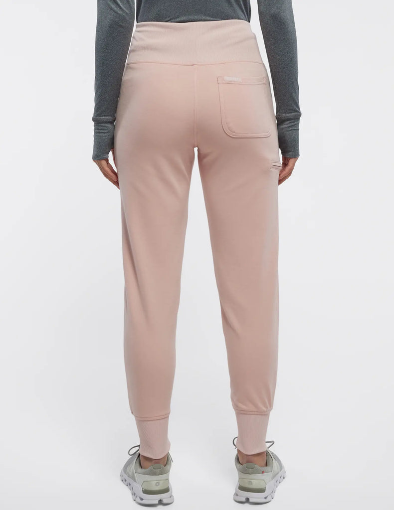 Jaanuu Scrubs Women's Rib Band High-Waisted Jogger Blushing Pink | scrub-supply.com