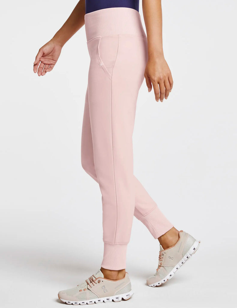 Jaanuu Scrubs Women's Rib Band High-Waisted Jogger Blushing Pink | scrub-supply.com