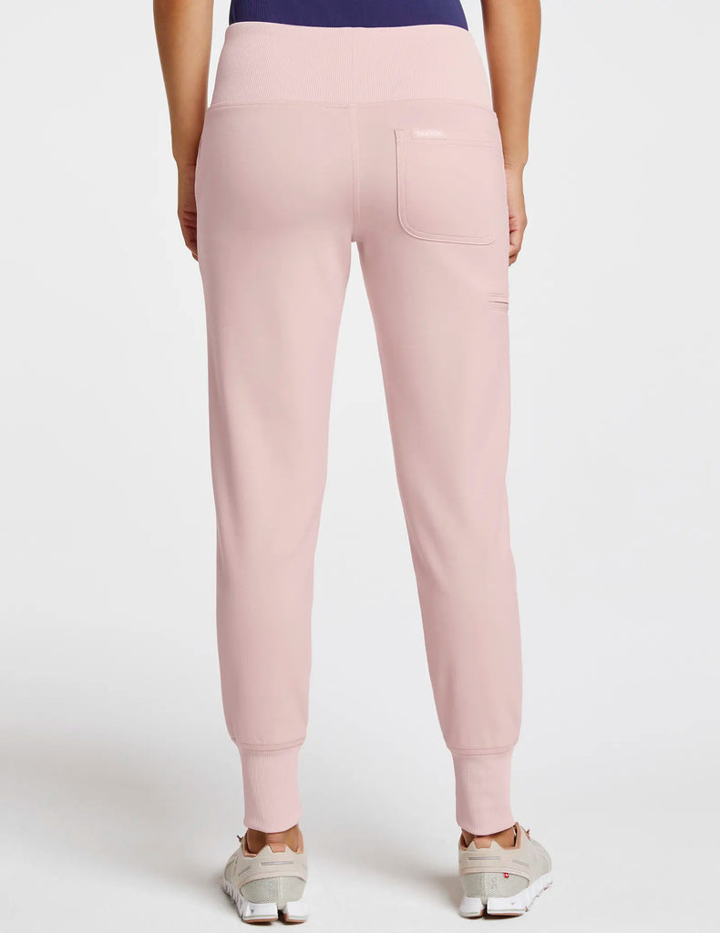 Jaanuu Scrubs Women's Rib Band High-Waisted Jogger Blushing Pink | scrub-supply.com