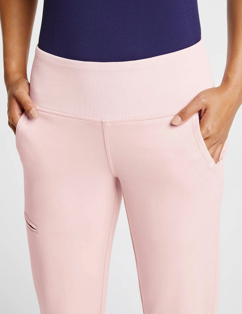 Jaanuu Scrubs Women's Rib Band High-Waisted Jogger Blushing Pink | scrub-supply.com