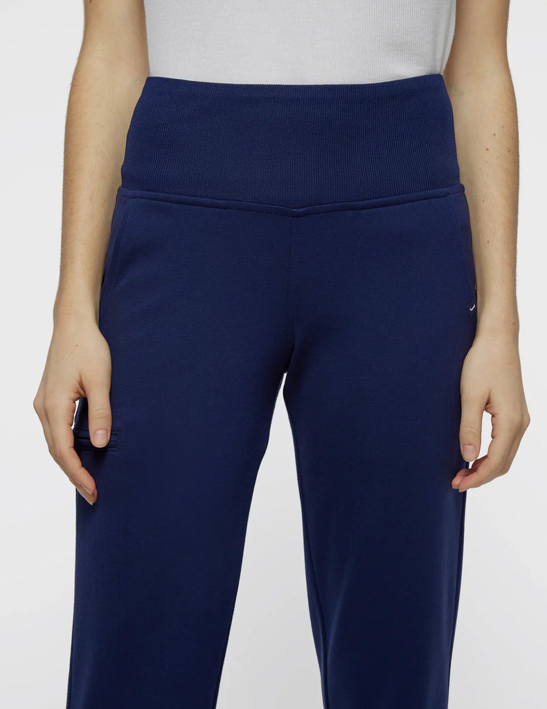 Jaanuu Scrubs Women's Rib Band High-Waisted Jogger Navy | scrub-supply.com