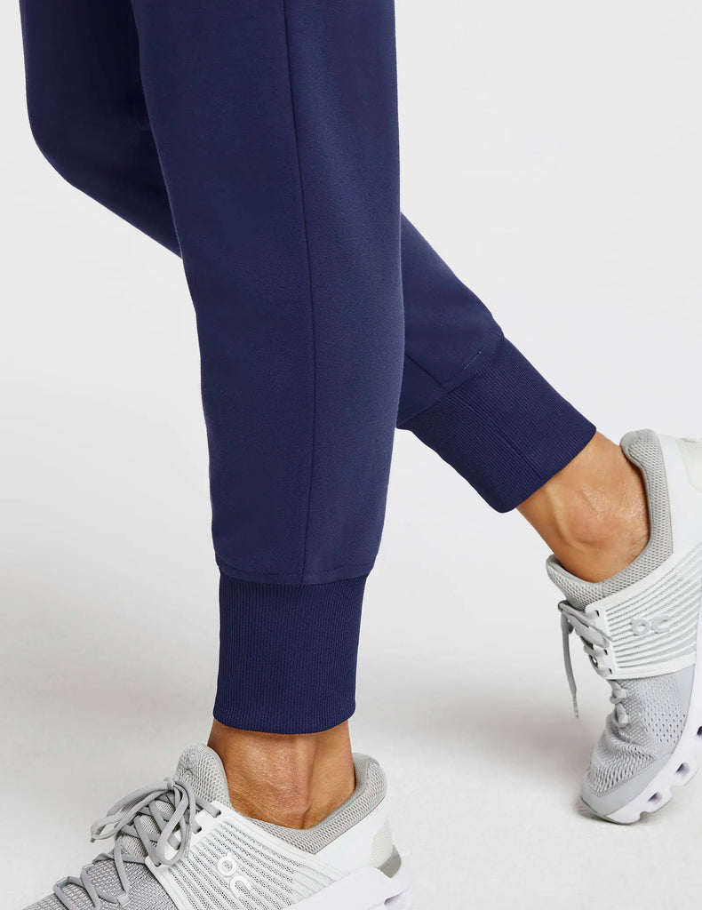 Jaanuu Scrubs Women's Rib Band High-Waisted Jogger Navy | scrub-supply.com