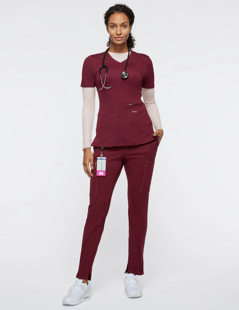 Jaanuu Scrubs Women's Cargo Scrub Pant Wine | scrub-supply.com