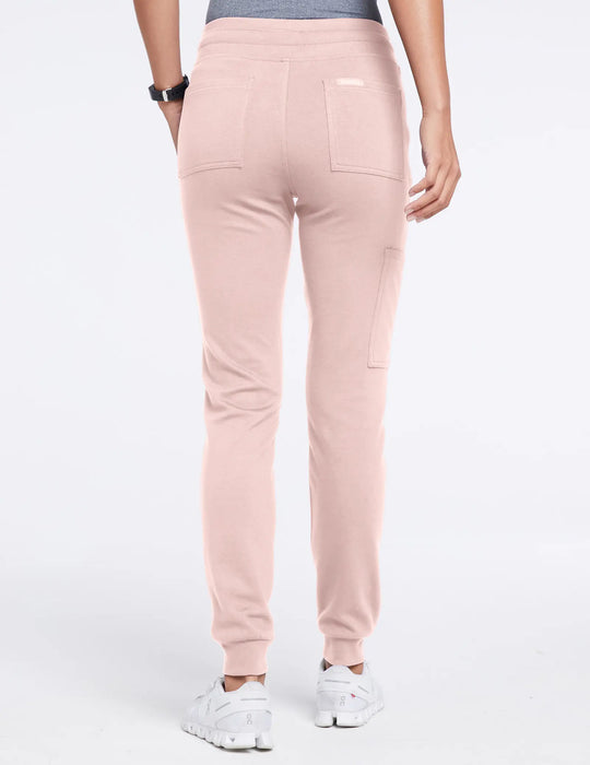 Jaanuu Scrubs Women's Women’s Rose Trim 10-Pocket Jogger Blushing Pink | scrub-supply.com