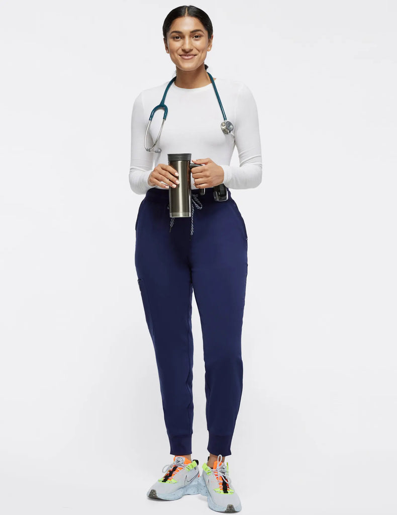 Jaanuu Scrubs Women's 6-Pocket Ankle Zip Scrub Jogger Navy | scrub-supply.com