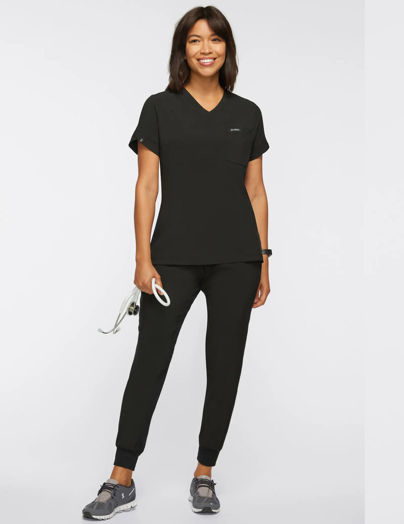 Jaanuu Scrubs Women's All-Day Performance Scrub Jogger Black | scrub-supply.com