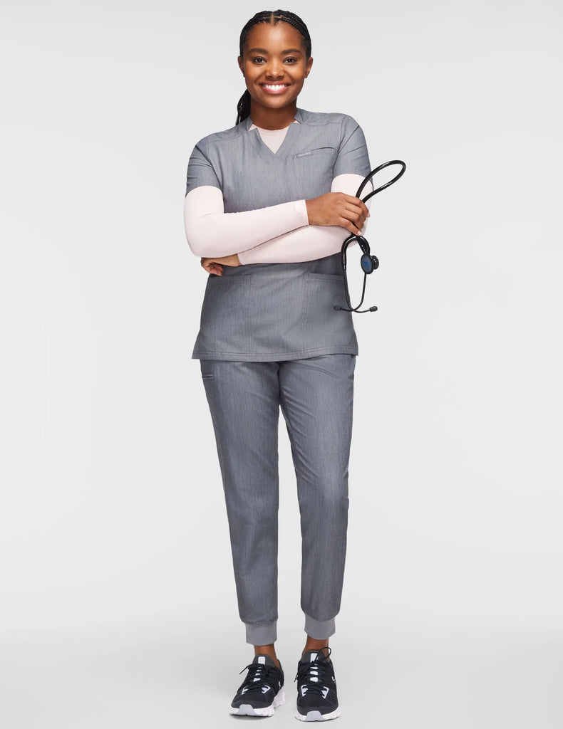 Jaanuu Scrubs Women's 5-Pocket Classic Scrub Jogger Heather Gray | scrub-supply.com