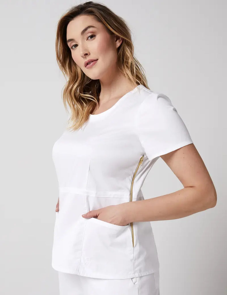 Jaanuu Scrubs Women's Peplum Top White | scrub-supply.com