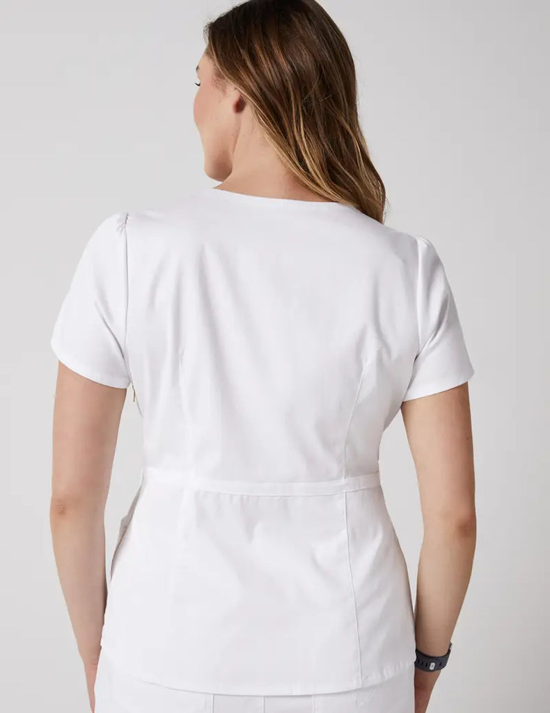 Jaanuu Scrubs Women's Peplum Top White | scrub-supply.com