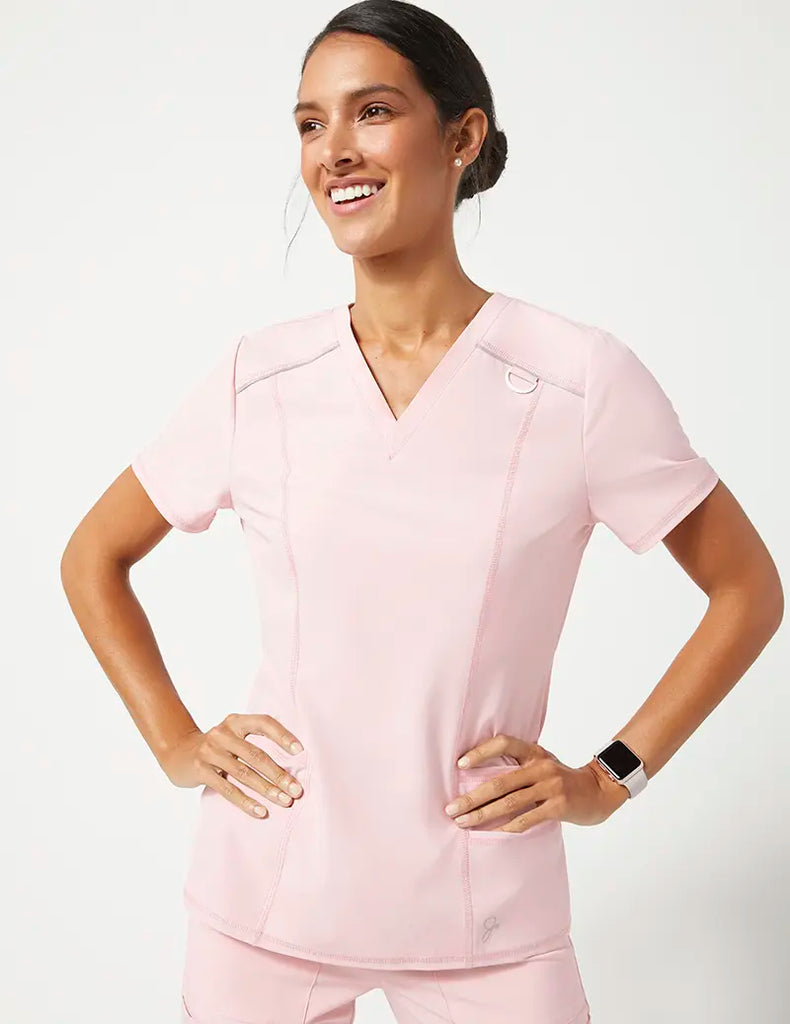 Jaanuu Scrubs Women's Shift V-Neck Top Blushing Pink | scrub-supply.com