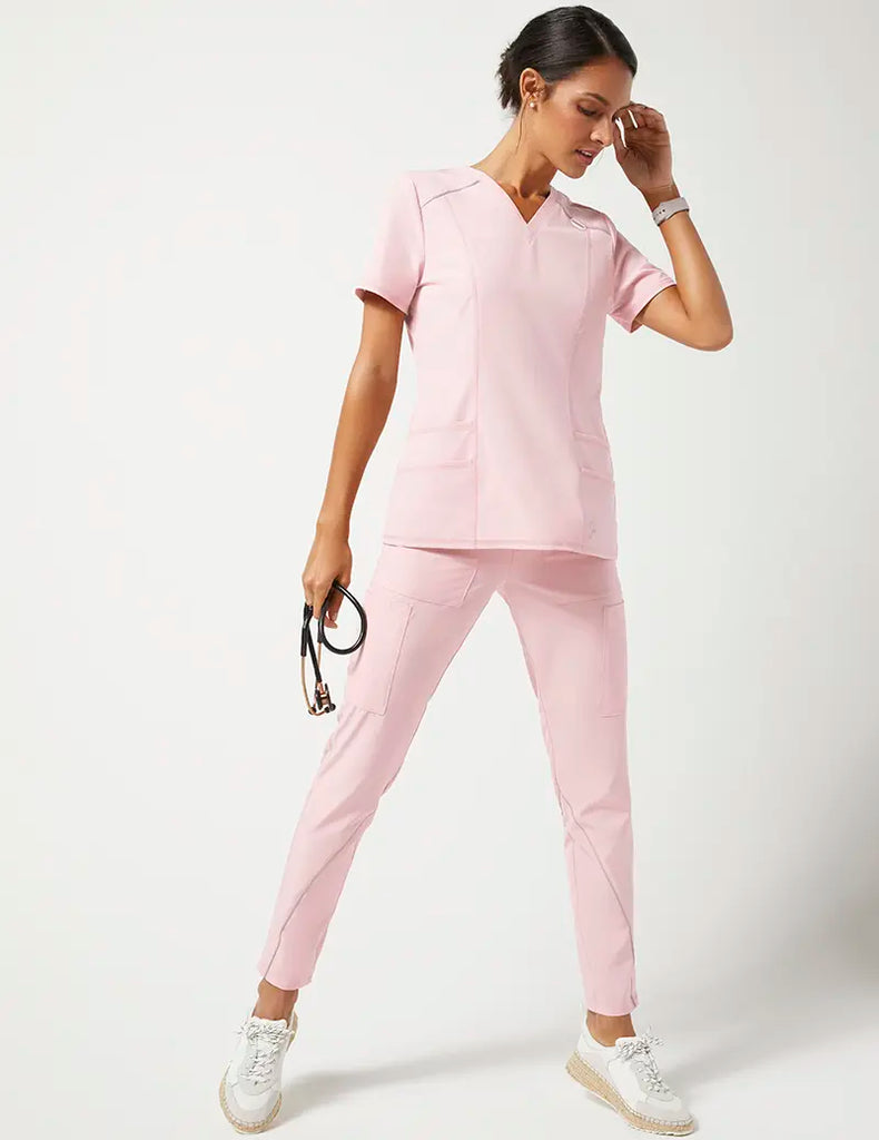 Jaanuu Scrubs Women's Shift V-Neck Top Blushing Pink | scrub-supply.com