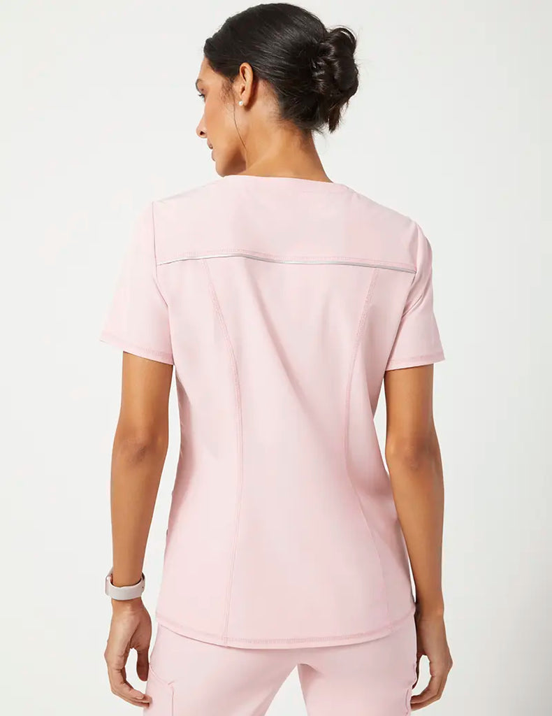 Jaanuu Scrubs Women's Shift V-Neck Top Blushing Pink | scrub-supply.com