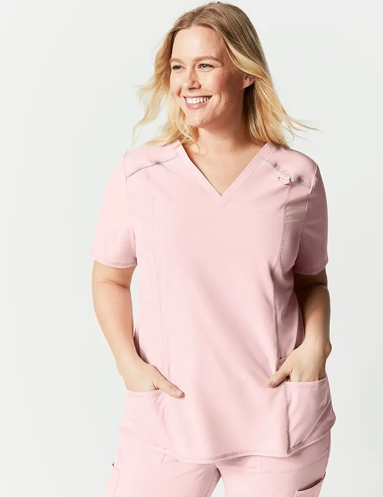 Jaanuu Scrubs Women's Shift V-Neck Top Blushing Pink | scrub-supply.com