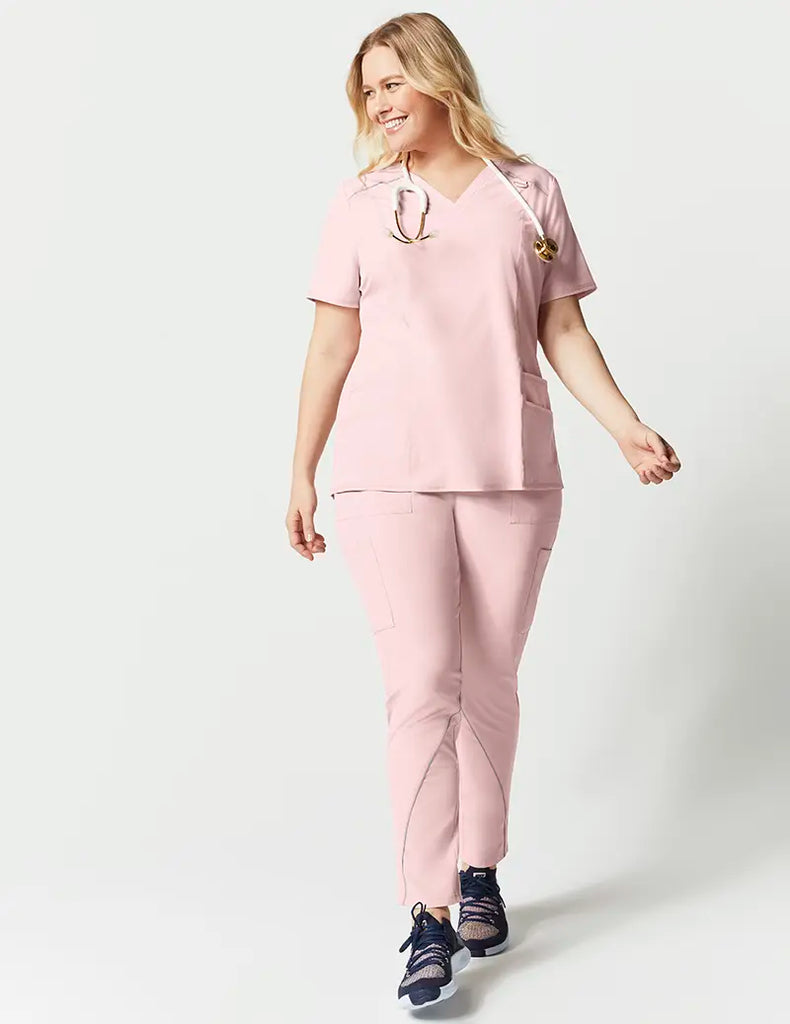 Jaanuu Scrubs Women's Shift V-Neck Top Blushing Pink | scrub-supply.com