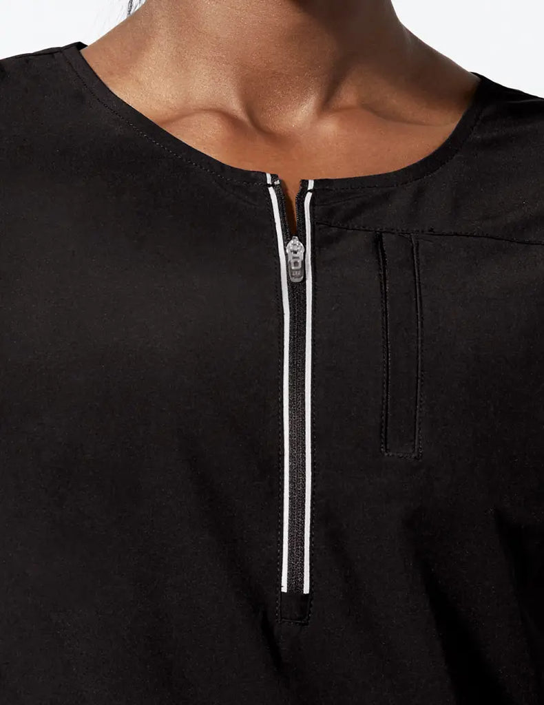 Jaanuu Scrubs Women's Dash Half-Zip Top Black | scrub-supply.com