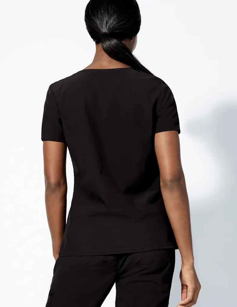 Jaanuu Scrubs Women's Dash Half-Zip Top Black | scrub-supply.com