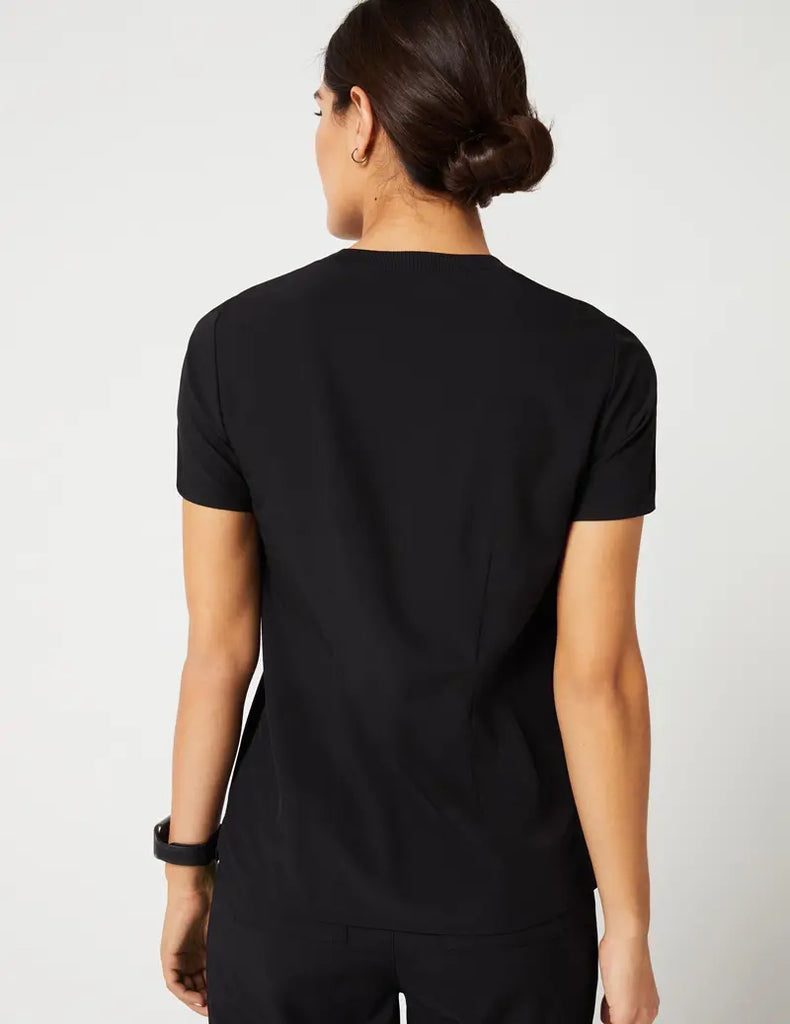 Jaanuu Scrubs Women's Stride Ribbed V-Neck Top Black | scrub-supply.com