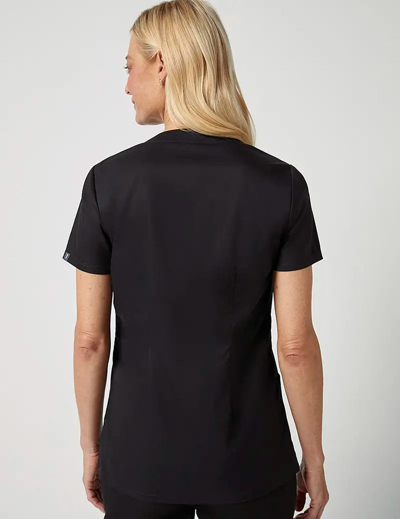 Jaanuu Scrubs Women's Relaxed V-Neck Top Black | scrub-supply.com