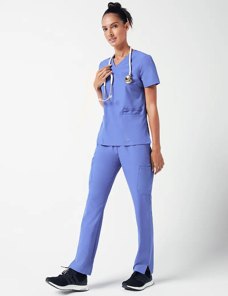 Jaanuu Scrubs Women's Vital V-Neck Top Ceil Blue | scrub-supply.com