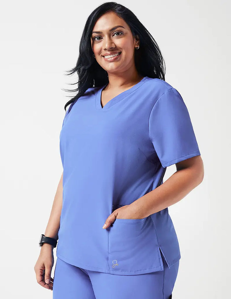 Jaanuu Scrubs Women's Vital V-Neck Top Ceil Blue | scrub-supply.com