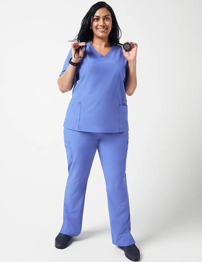 Jaanuu Scrubs Women's Vital V-Neck Top Ceil Blue | scrub-supply.com