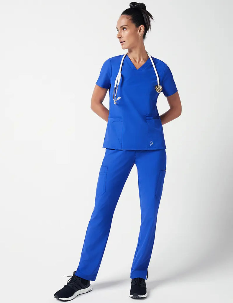 Jaanuu Scrubs Women's Vital V-Neck Top Royal Blue | scrub-supply.com