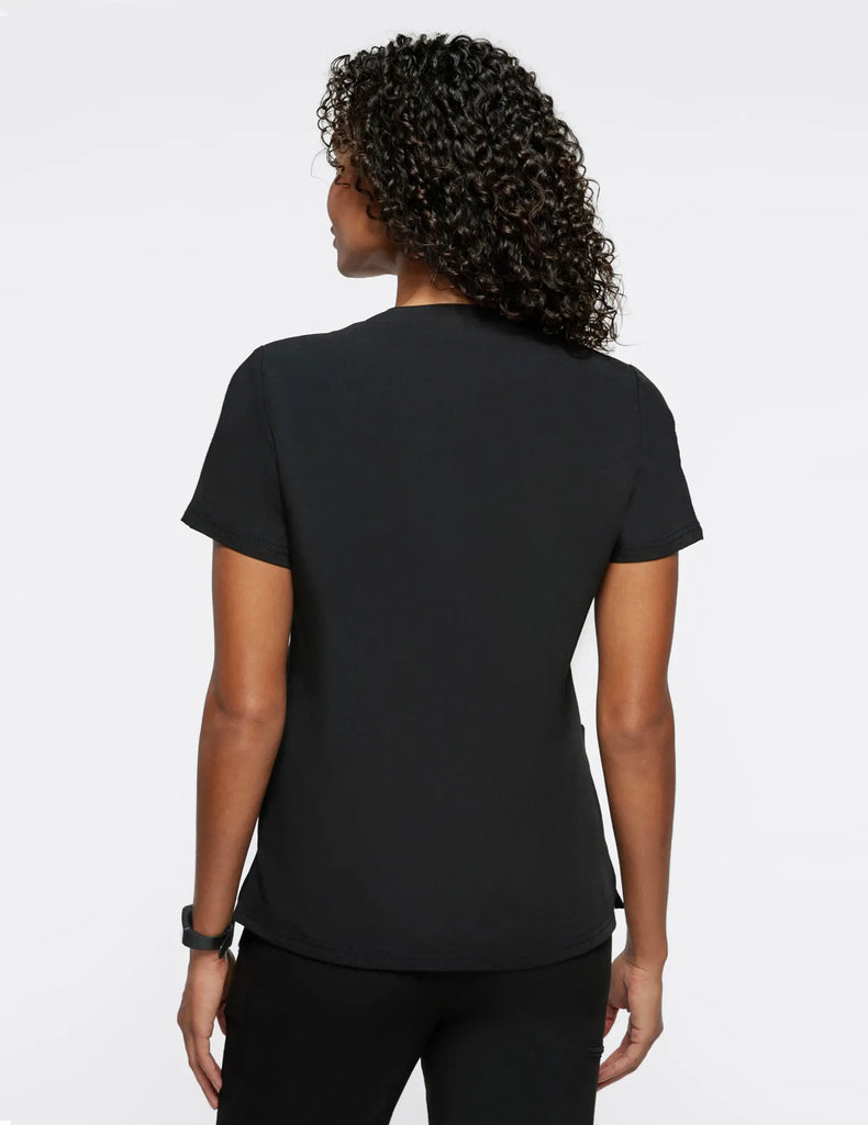 Jaanuu Scrubs Women's 3-Pocket Scrub Top Black | scrub-supply.com