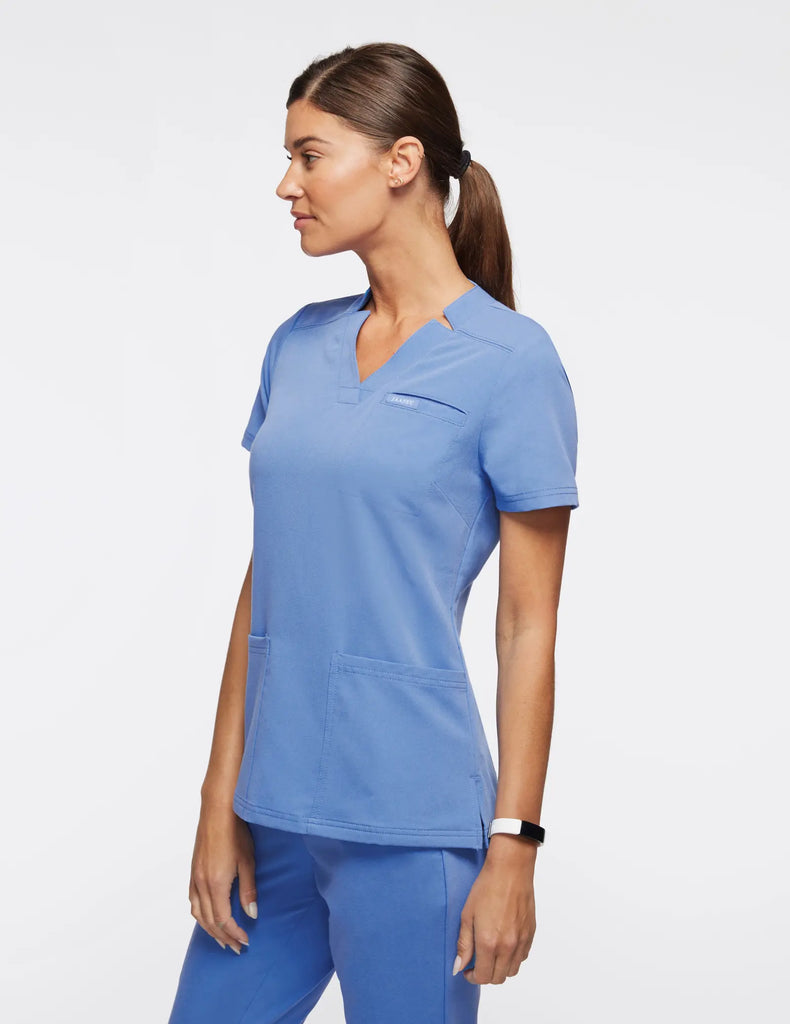 Jaanuu Scrubs Women's 3-Pocket Scrub Top Ceil Blue | scrub-supply.com