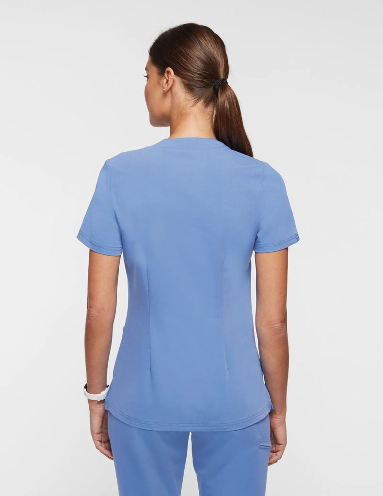 Jaanuu Scrubs Women's 3-Pocket Scrub Top Ceil Blue | scrub-supply.com