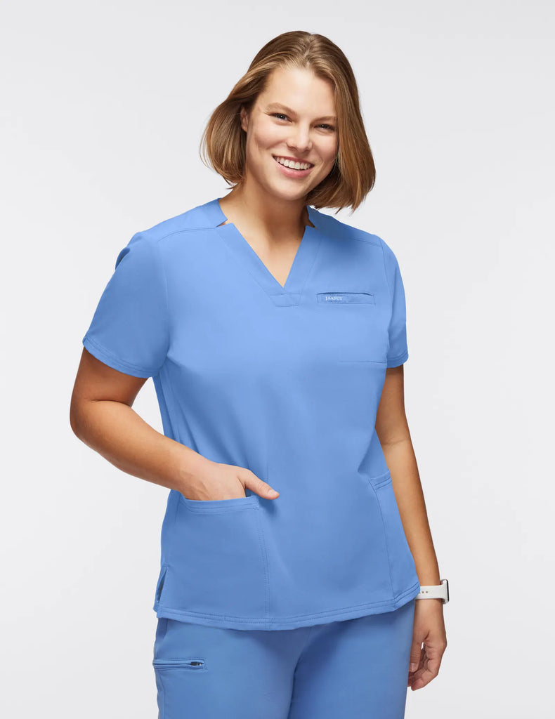 Jaanuu Scrubs Women's 3-Pocket Scrub Top Ceil Blue | scrub-supply.com