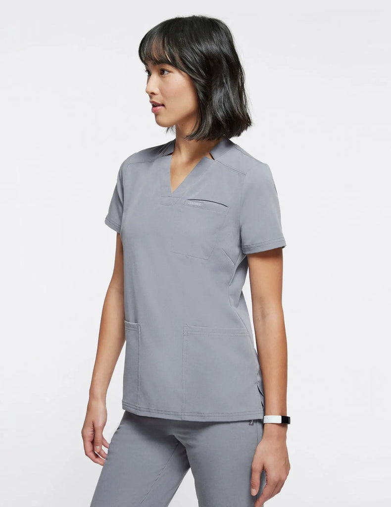 Jaanuu Scrubs Women's 3-Pocket Scrub Top Gray | scrub-supply.com