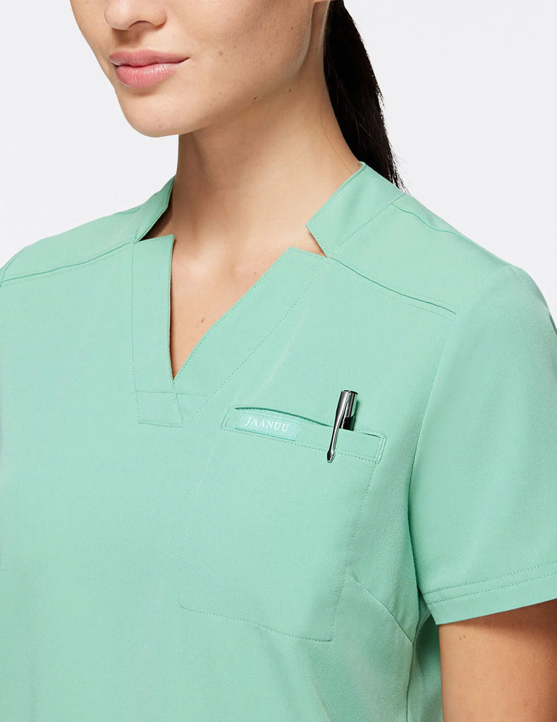 Jaanuu Scrubs Women's 3-Pocket Scrub Top Jade | scrub-supply.com