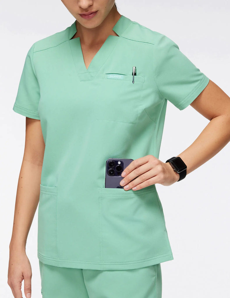 Jaanuu Scrubs Women's 3-Pocket Scrub Top Jade | scrub-supply.com