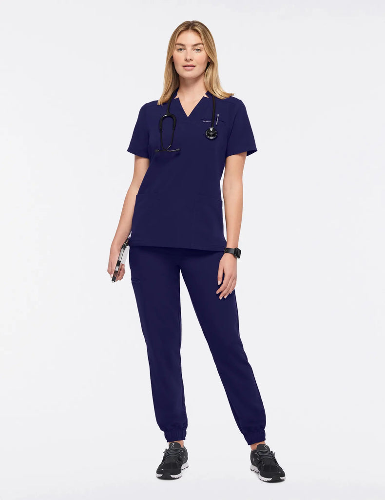 Jaanuu Scrubs Women's 3-Pocket Scrub Top Navy | scrub-supply.com